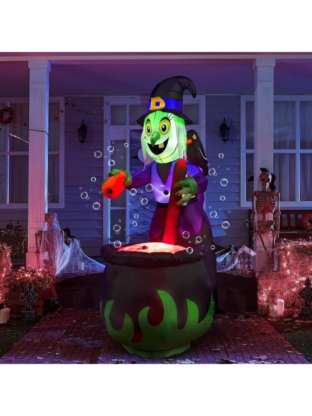 🎃6 FT Halloween Inflatables Witch Cauldron with Bubbling Potion and Light Decor
